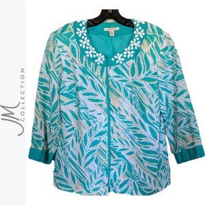 JM COLLECTION * LINEN BLEND BLAZER